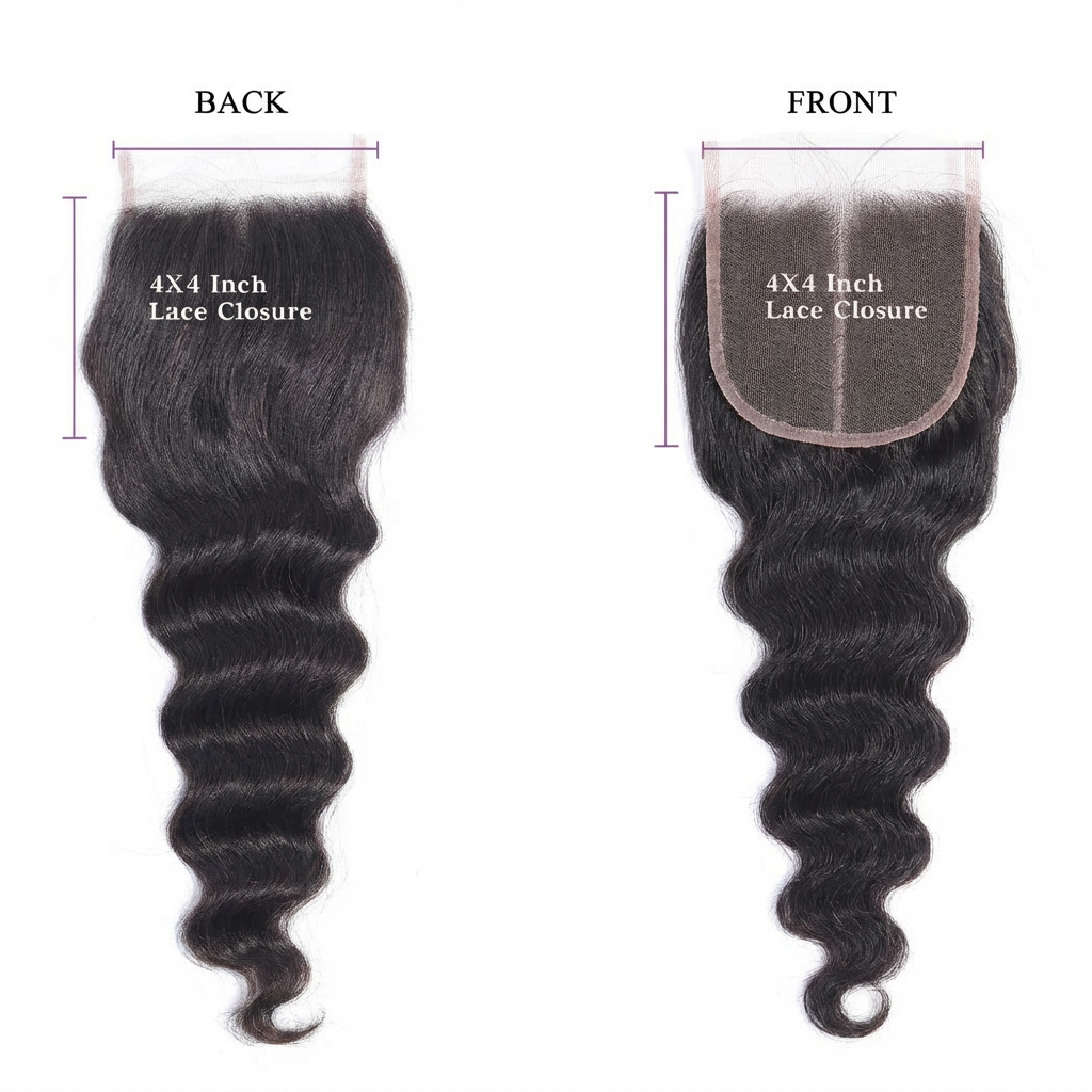 Loose Wave 4x4 Lace Closure — Front and Back View