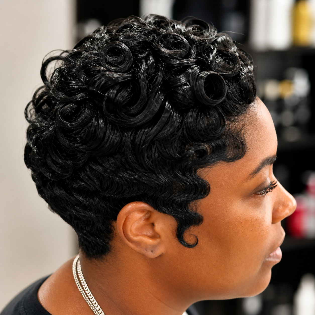 Pin curls at Sinkor Beauty Salon