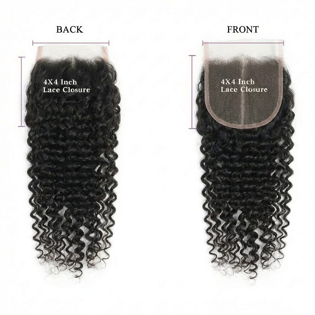 Kinky Curl 4x4 Lace Closure — Front and Back View